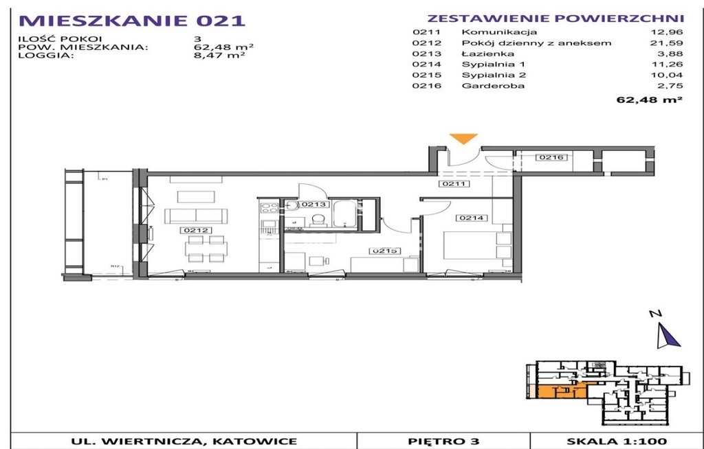 Mieszkanie Sprzedaż Katowice Bogucice Bohaterów monte cassino, pow. 62 m2 | zdjęcie 3 | szukajlokum.pl