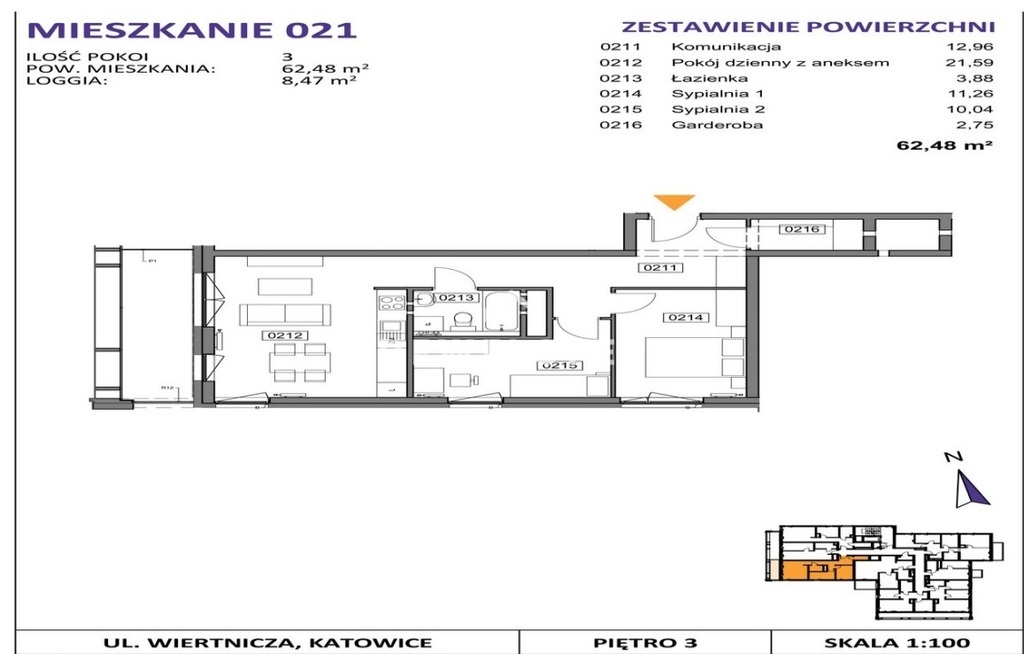 Mieszkanie Sprzedaż Katowice Bogucice Bohaterów monte cassino, pow. 63 m2 | zdjęcie 3 | szukajlokum.pl
