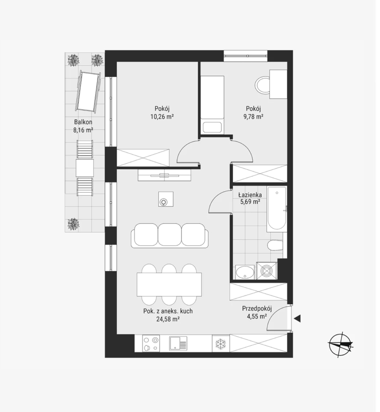 Mieszkanie Sprzedaż Katowice Józefowiec, pow. 55 m2 | zdjęcie 8 | szukajlokum.pl