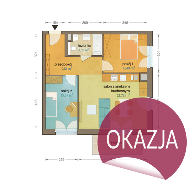 Mieszkanie Sprzedaż Katowice Brynów, pow. 57 m2 | zdjęcie 1 | szukajlokum.pl