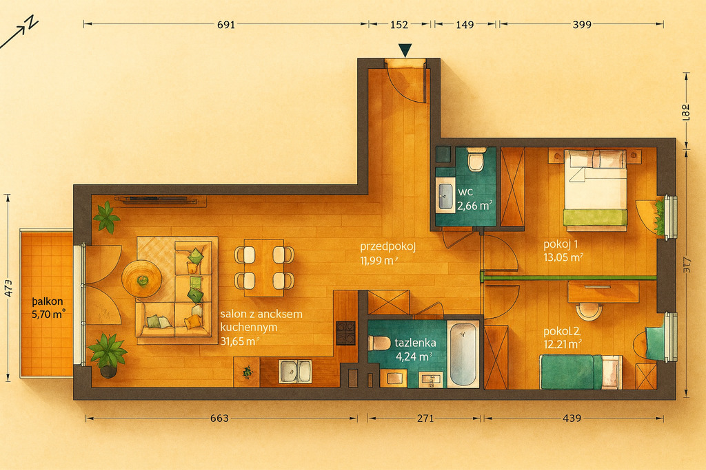 Mieszkanie Sprzedaż Katowice Brynów Meteorologów, pow. 76 m2 | zdjęcie 1 | szukajlokum.pl