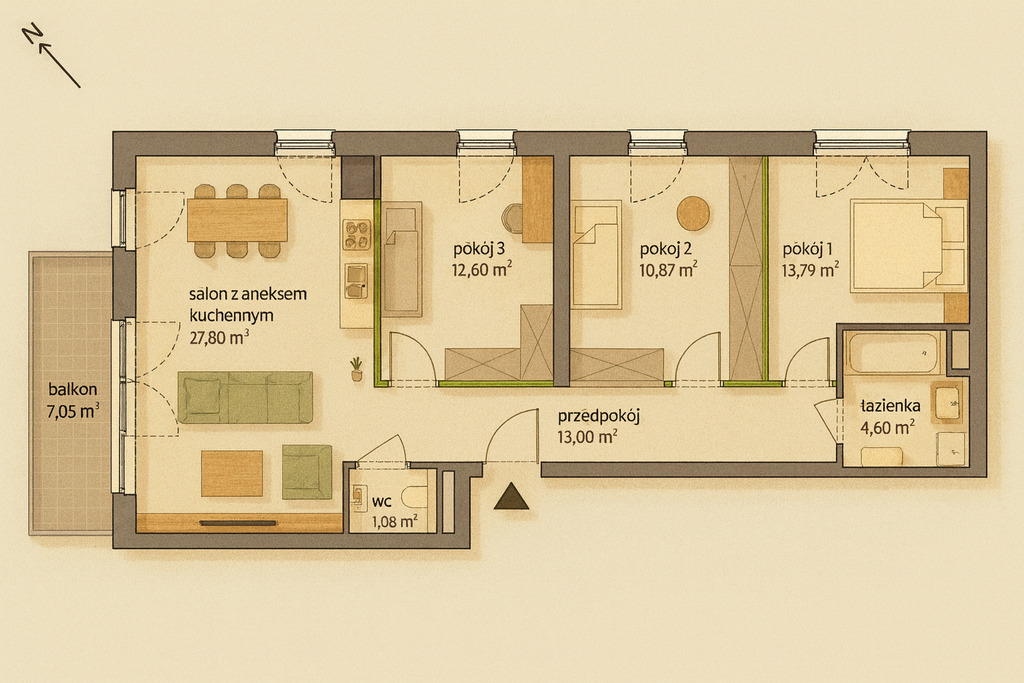 Mieszkanie Sprzedaż Katowice Brynów Meteorologów, pow. 84 m2 | zdjęcie 1 | szukajlokum.pl