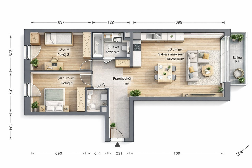 Mieszkanie Sprzedaż Katowice Brynów Meteorologów, pow. 76 m2 | zdjęcie 3 | szukajlokum.pl