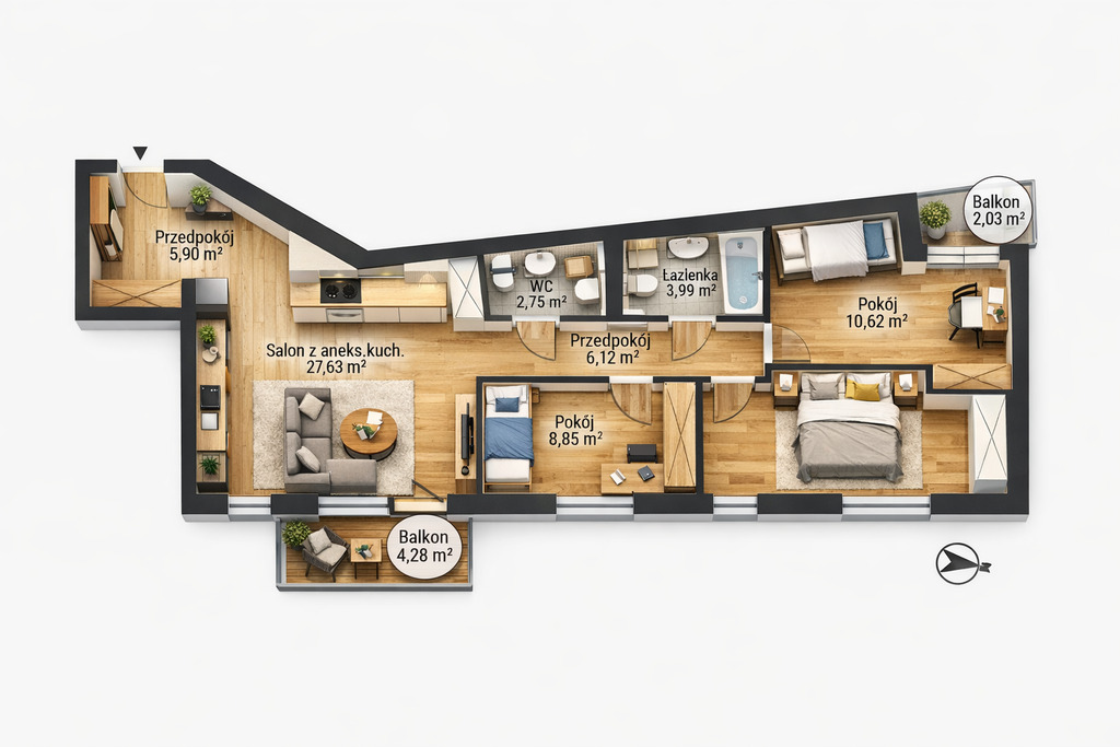 Mieszkanie Sprzedaż Katowice Koszutka, pow. 78 m2 | zdjęcie 1 | szukajlokum.pl