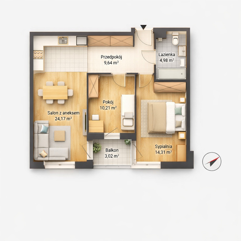 Mieszkanie Sprzedaż Będzin Namiarkowa, pow. 63 m2 | zdjęcie 6 | szukajlokum.pl